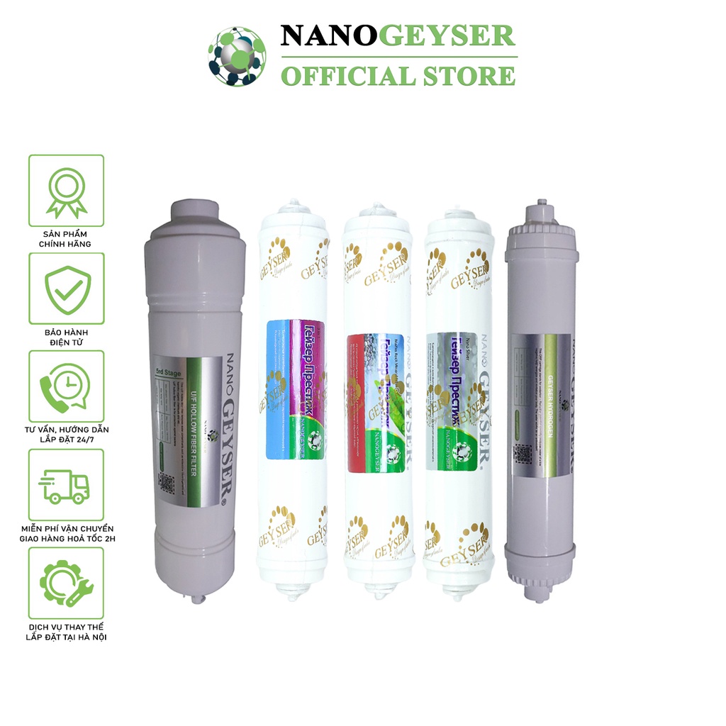 Bộ 5 lõi lọc nước 45678 dùng cho các dòng máy UF, Lõi UF Hollow, 3IN1, Maifan, Nano Silver, Hydrogen Nano Geyser