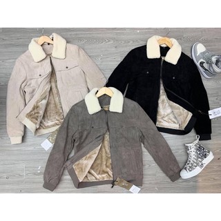 Áo Khoác Da Lộn Lót Lông, Cổ lông