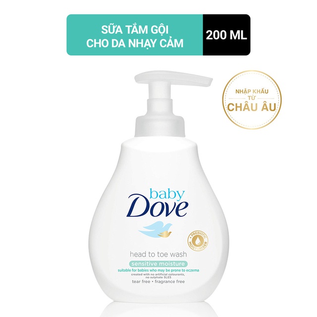 Sữa tắm gội toàn thân Baby Dove cho da nhạy cảm 200ml