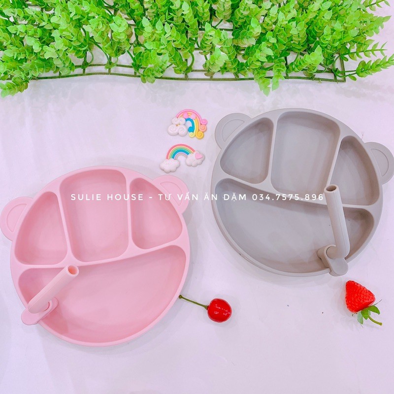 Khay silicon gấu chống đổ Kean (ko kèm thìa dĩa)