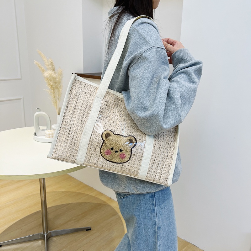 Túi Xách Đan Cói Cỡ Lớn Thiết Kế Đơn Giản Thời Trang Cho Nữ