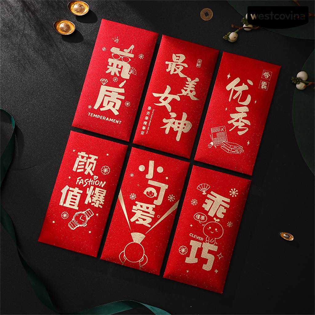 Bộ 6 bao lì xì hình hổ năm mới 2022