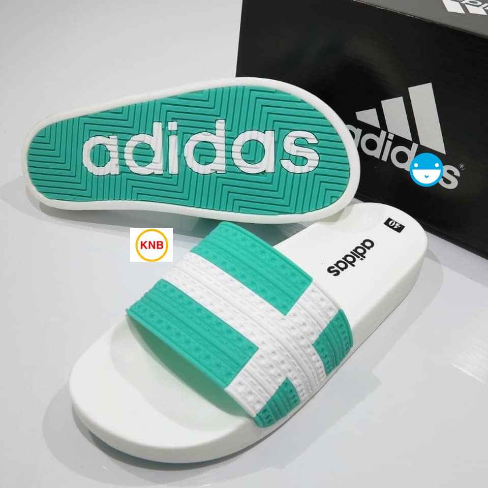 Dép Quai Ngang adidas Màu Trắng Quai Xanh ❤️FREESHIP+ Hộp❤️ Dép Quai Ngang Thể Thao Nam Nữ