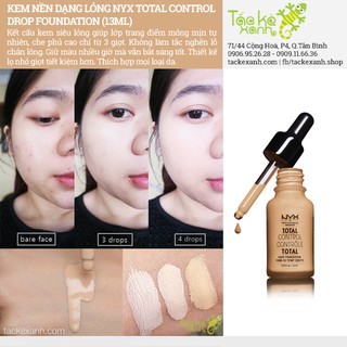 Kem nền lỏng che phủ cao NYX Total Control Foundation - TCDF (13ml)