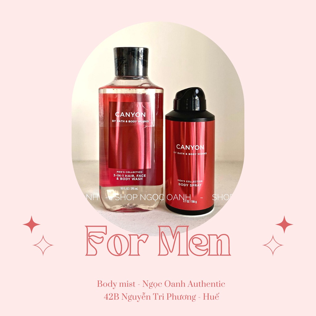 Sữa tắm nam & Xịt thơm body spray Bath & Body Works