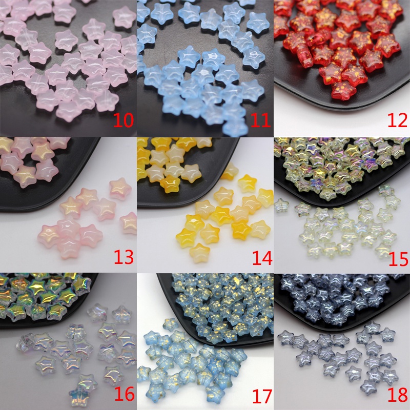 Bộ 50 Hạt Hình Ngôi Sao Năm Cánh Nhỏ 8mm Tự Làm Trang Sức