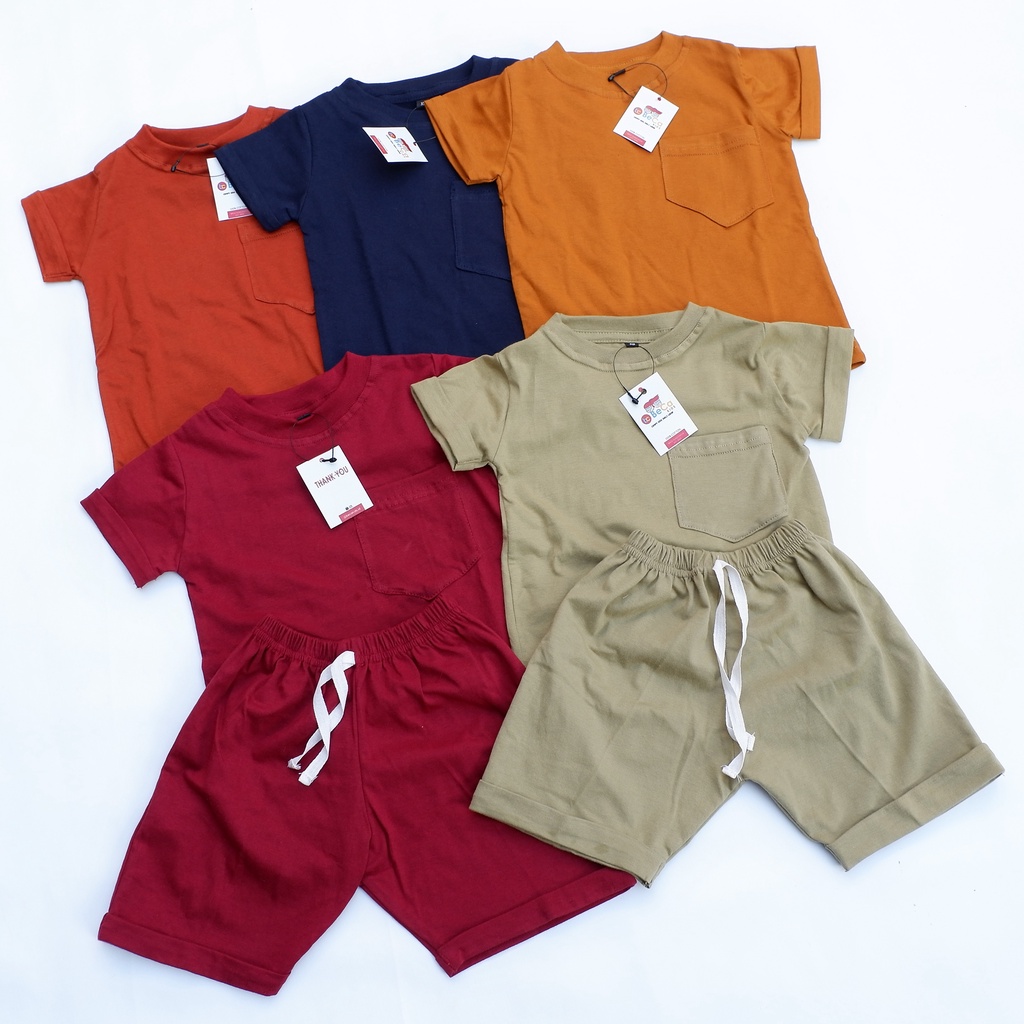 Set áo sơ mi tay ngắn có túi + quần Short cho bé từ 1-6 tuổi