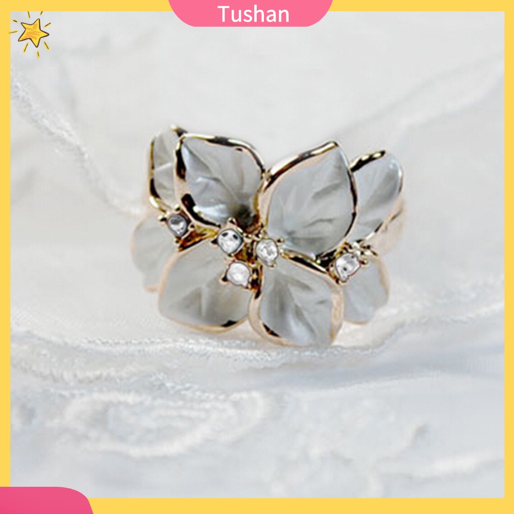 Nhẫn hợp kim hình hoa đính đá xinh xắn