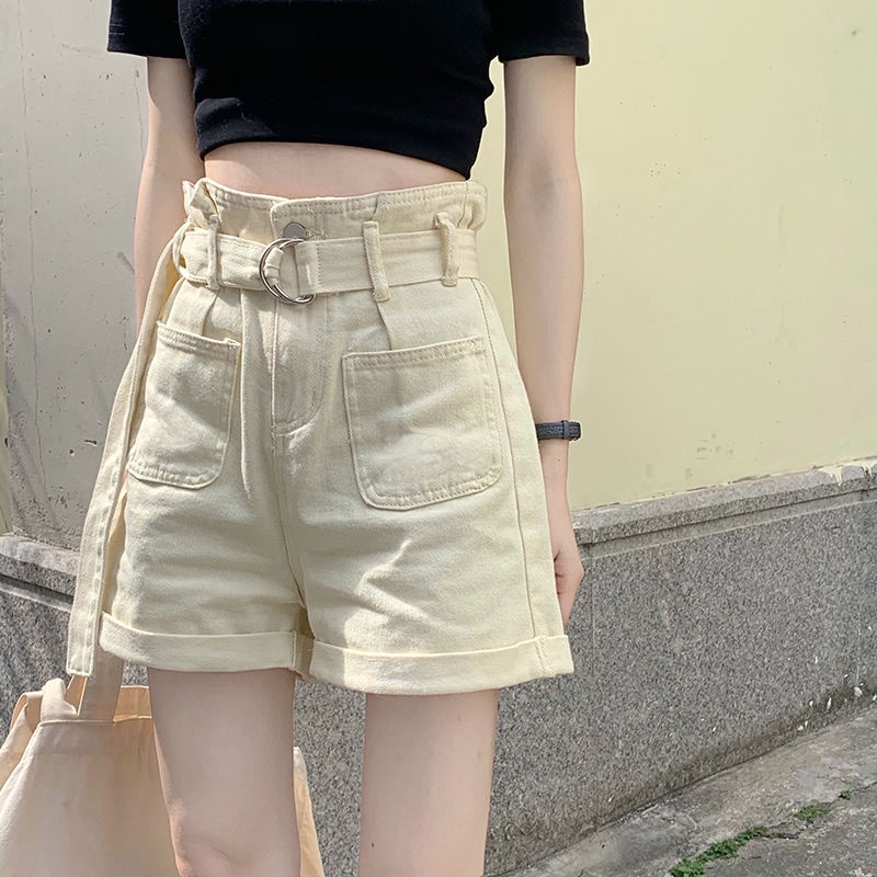 Quần Short Denim Lưng Cao Dáng Chữ A Ống Rộng Thiết Kế Mới Thời Trang Mùa Hè Dành Cho Nữ