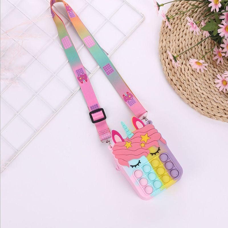 Túi đeo chéo silicon Pop it, túi móc khóa mini Pop it, thương hiệu Mingge, siêu dễ thương