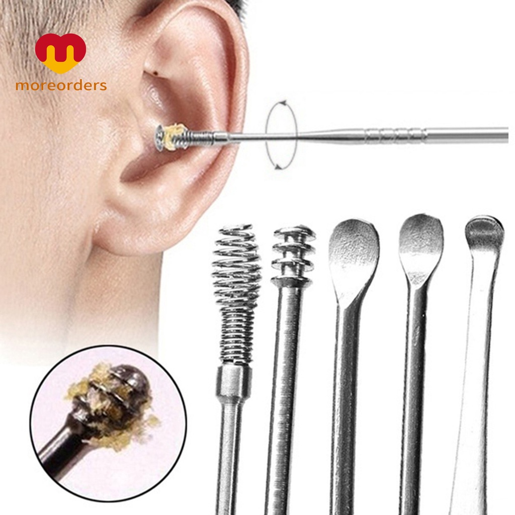 5 Dụng cụ lấy ráy tai bằng thép không gỉ kèm hộp đựng tiện lợi