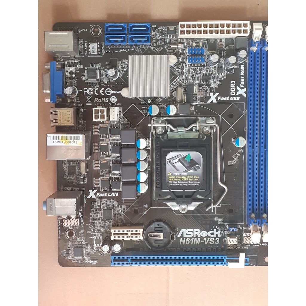 Main Asrock H61M-vs3 socket 1155 hàng zin tháo máy