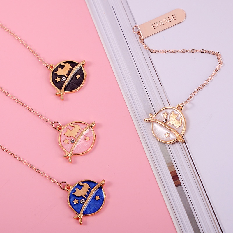 1 Thẻ Đánh Dấu Trang Sách Bằng Hợp Kim Hình Mèo Xương Cá Hoạt Hình Nhỏ Tươi Sáng Sáng Tạo Đánh Dấu Trang Sách Trường Học