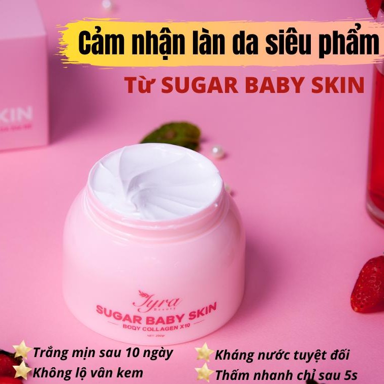HÀNG CHÍNH HÃNG - Kem dưỡng trắng siêu tốc SUGAR BABY SKIN Collagen X10,Giúp da trắng sáng mịn & đều màu, không bết rít.