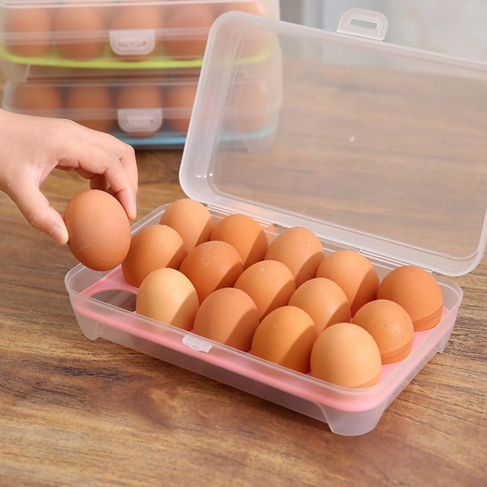 1 Khay Đựng Trứng 15 Ngăn Bằng Nhựa Có Giá Đỡ Để Tủ Lạnh
