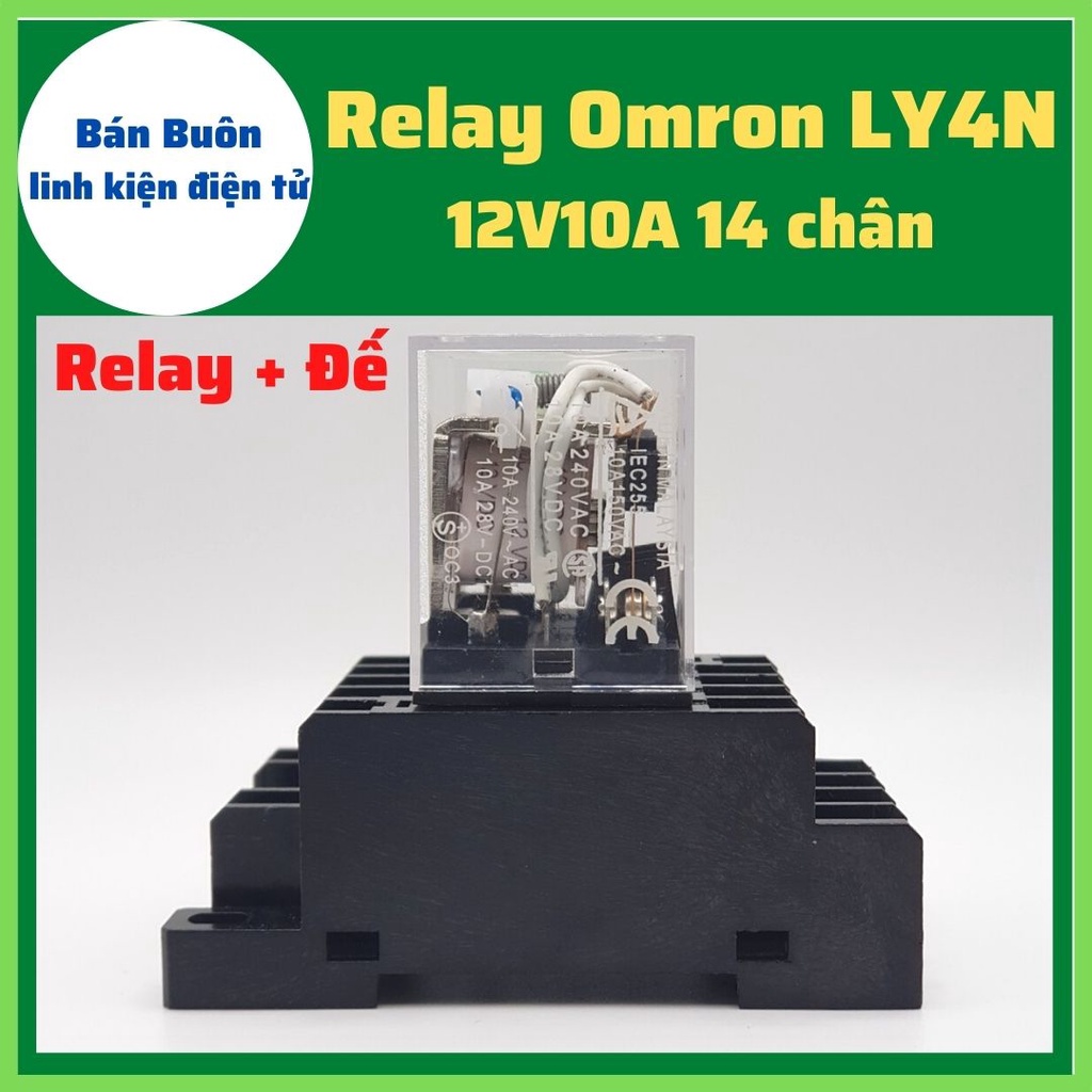 Relay trung gian 12V 14 chân, Rơ le trung gian, relay 12V10A 14 chân  (Chân To)