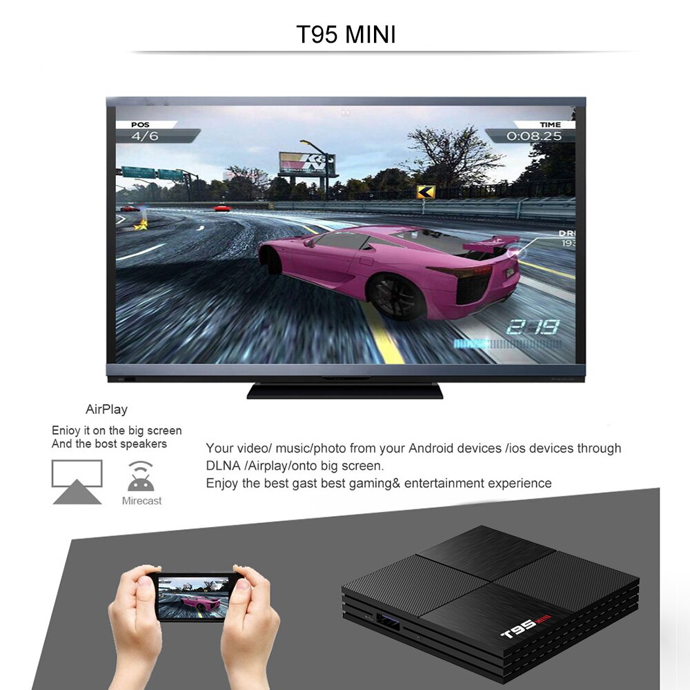 Tv Box 2gb + 16gb Android 9.0 T95Mini Allwinner H6 Quad-Core Cortex-A5 Media Player T95 Mini 2.4wifi Và Phụ Kiện