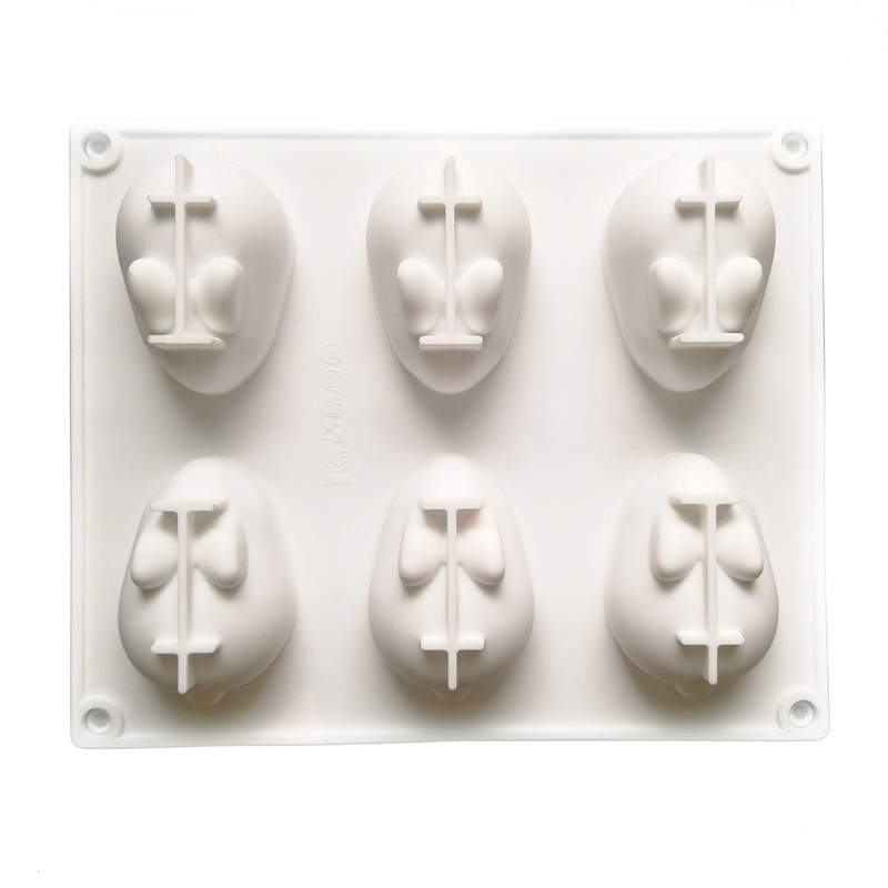Khuôn Silicone Làm Bánh/Sô Cô La/Thạch/Pudding/Bánh Pudding/Xà Phòng Hình Thỏ Phục Sinh 6 Ngăn DIY
