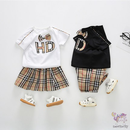 Set Áo Thun Tay Ngắn &amp; Quần Short Caro Cho Bé