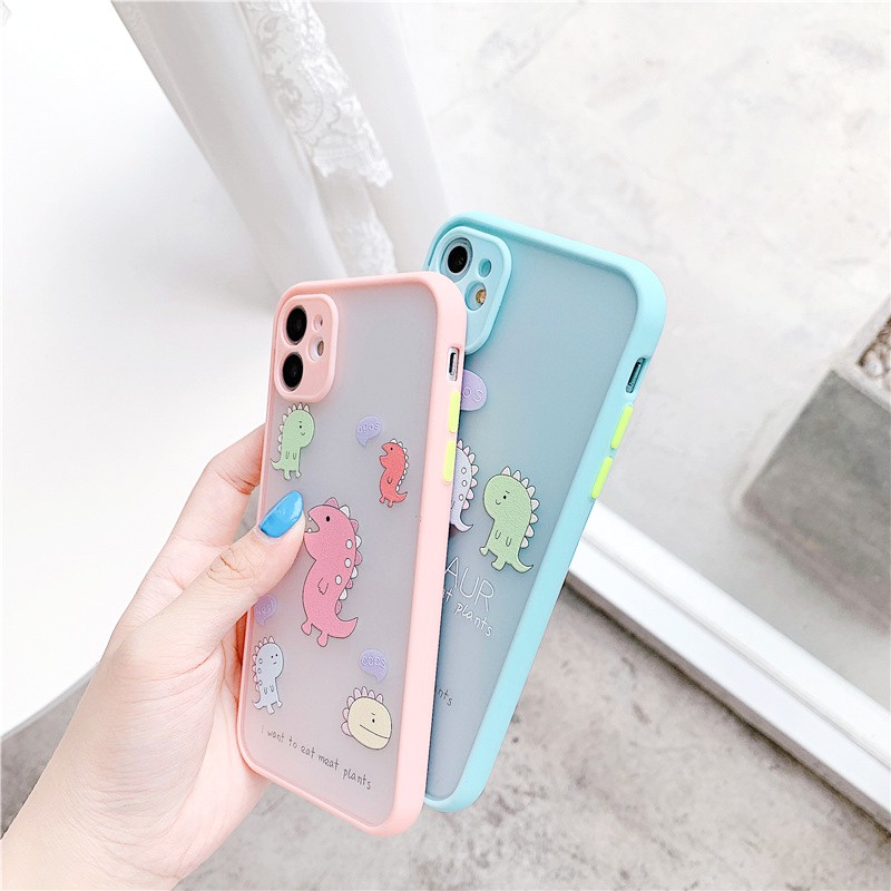 Ốp lưng iphone Dino ngáo nhám viền nổi cong 5/5s/6/6plus/6s/6splus/7/7plus/8/8plus/x/xr/xs/11/12/pro/max/plus/promax | BigBuy360 - bigbuy360.vn
