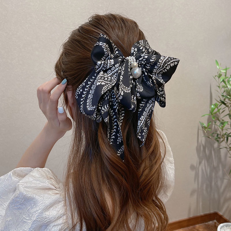 Kẹp Tóc Hình Nơ Lớn Phong Cách Hàn Quốc Cổ Điển Dành Cho Nữ