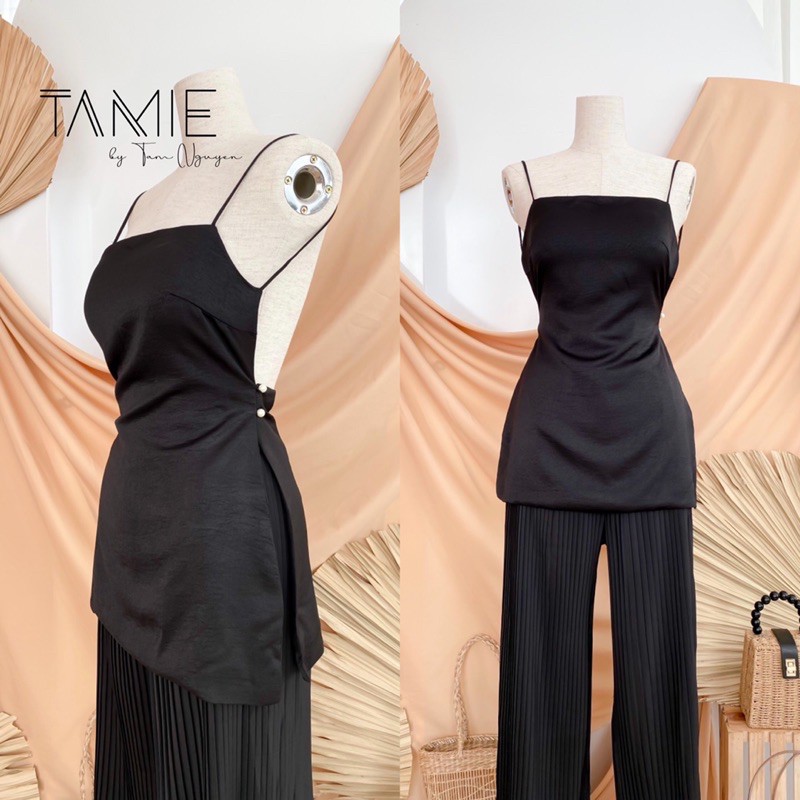 Áo LỤA dây Hở lưng Xẻ vạt SoHot TAMIEclothing Hình thật