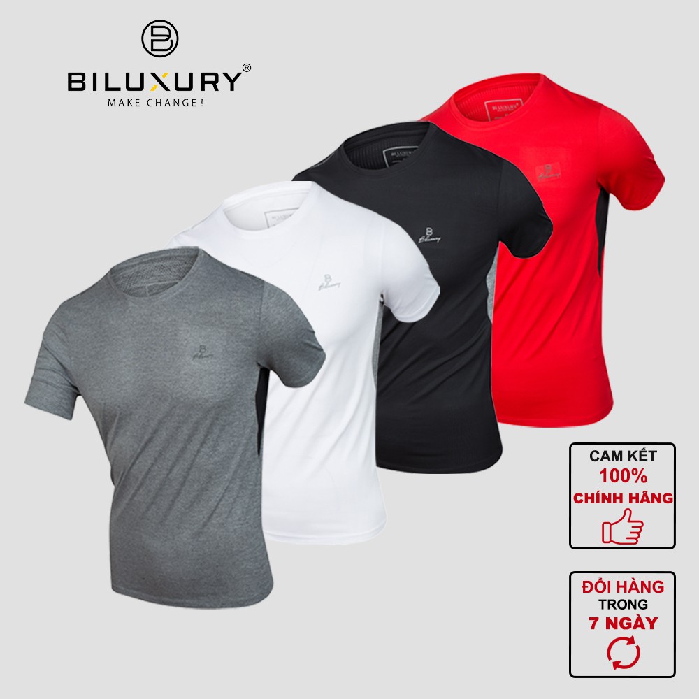 Áo phông nam thể thao Biluxury vải PE đục lỗ siêu mềm thoáng khí thoải mái vận động 5APKT001