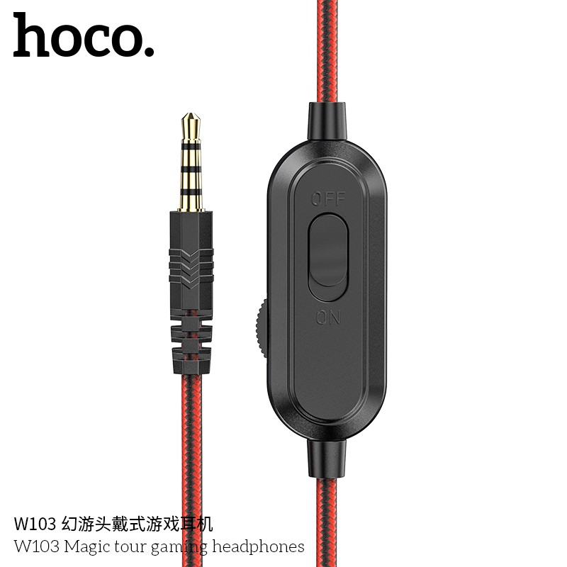 Tai nghe chụp tai Hoco W103 headphone cao cấp nghe hay, dây dài 1.2m, tặng Jack chia cổng 2 in 1 - Chính hãng