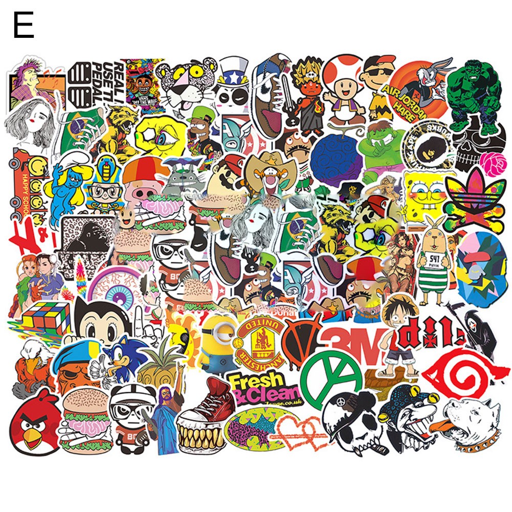 Bộ 100 sticker graffiti xinh xắn trang trí vật dụng