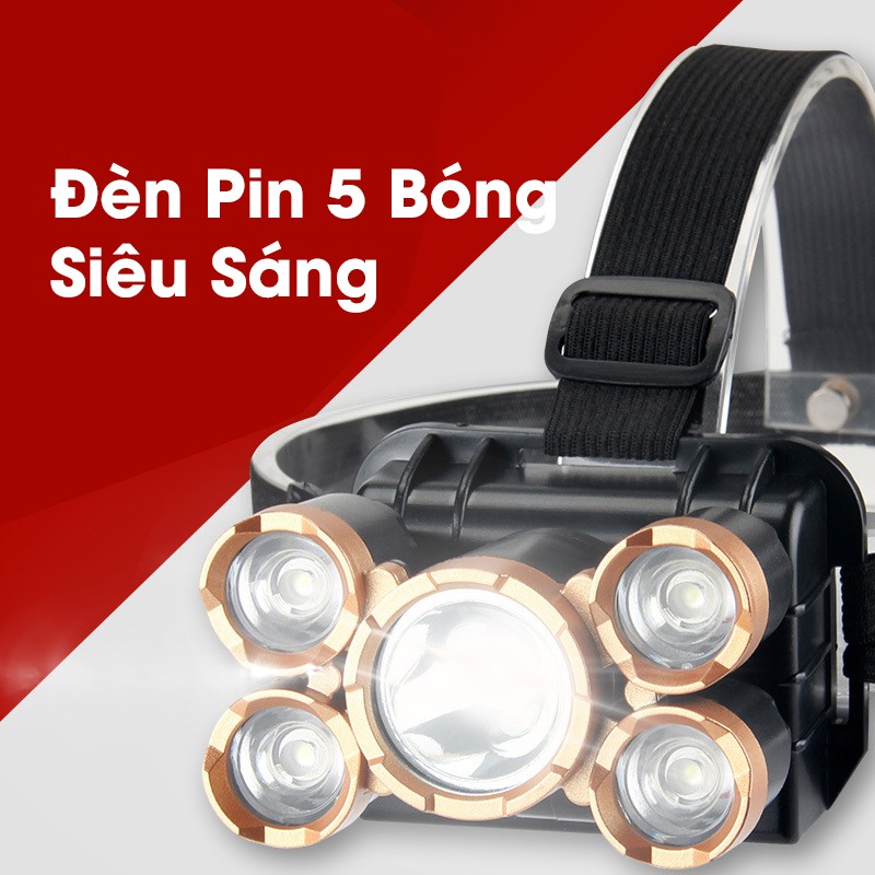 ĐÈN BIN ĐỘI ĐẦU SIÊU SÁNG 5 BÓNG LED CHÍNH HÃNG [BẢO HÀNH 12 THÁNG]