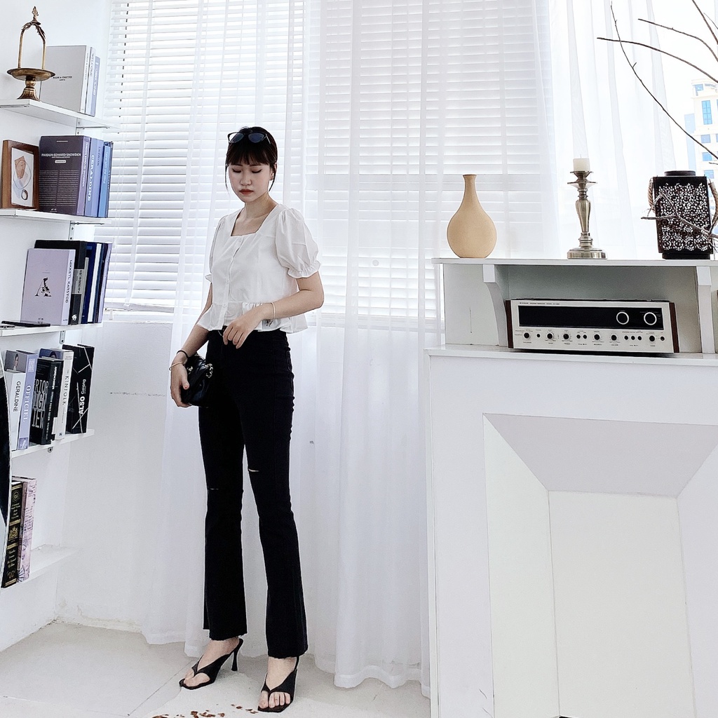 QUẦN LOE SKINNY CO GIÃN RÁCH GỐI QB830