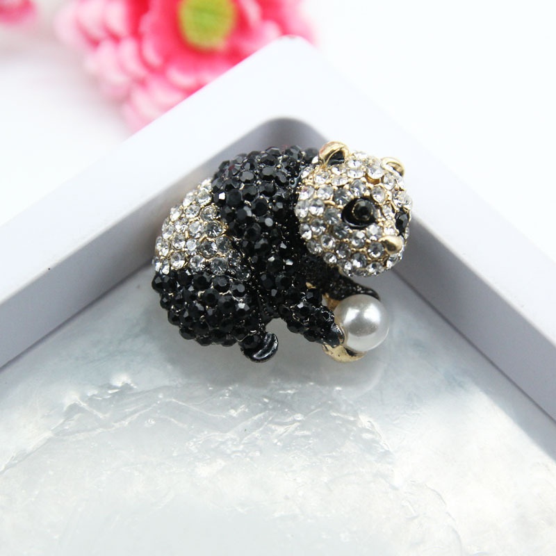 Ghim Cài Áo Hình Gấu Trúc Đính Đá Pha Lê Thời Trang