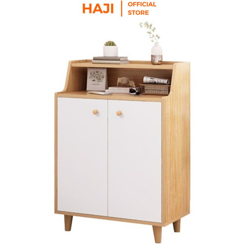 Tủ giày gỗ HAJI chống ẩm cánh mở kết hợp ngăn để đồ tiện lợi - A170