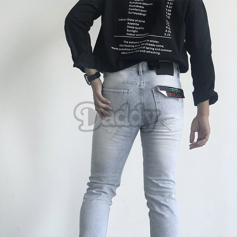 Quần Jean Nam Màu Xanh Nhạt ✔️Rách Gối ✔️Cao Cấp ✔️Jean Co Dãn [Freeship] Cam Kết Đổi Trả [#1991] | BigBuy360 - bigbuy360.vn