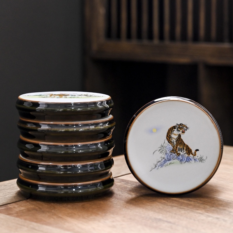 Gác Nắp Ấm Trà, Ấm Tử Sa, Đế Kê Lót Chén bằng Sứ Cảnh Đức Trấn