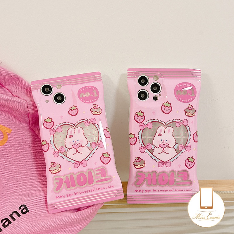 Ốp Điện Thoại Mềm Họa Tiết Thỏ Và Dâu Tây Cho iPhone 11 Pro Max XR 8 7 6 6s Plus 14 12 13 Pro Max 14 Plus X XS Max SE 2020