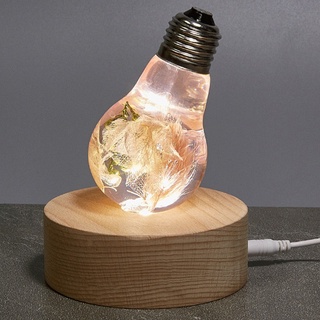 Đế gỗ kèm đèn led tròn trang trí đèn ngủ đồ thủ công