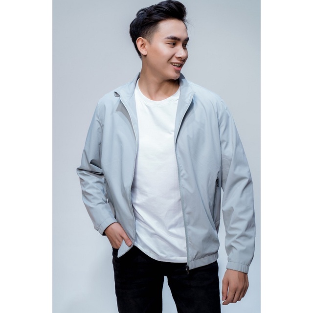 Áo Khoác Nam Owen JK61035 Jacket Dáng Regular Fit Suông Màu Xám Xanh Trơn Bo Cổ Tay Và Gấu Áo Tiện Lợi Chất Polyester