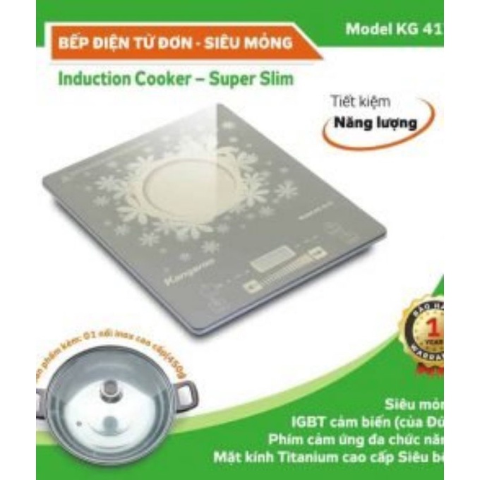 Bếp điện từ đơn Kangaroo KG417i - KG408i công suất 2100w tặng kèm nồi lẩu bảo hành 12 tháng