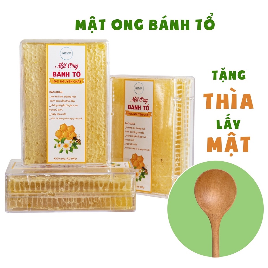 Mật ong bánh tổ tươi nguyên sáp 600gr Herybee