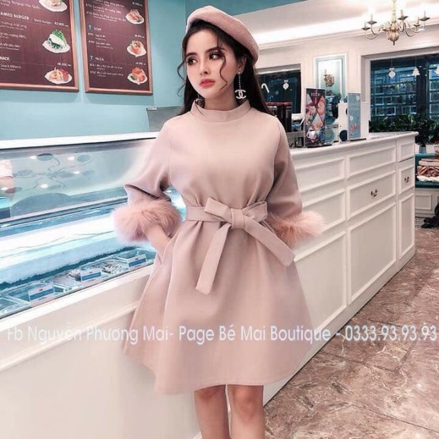 Nhập WAPCK12 giảm 30k đơn từ 150k - Váy Tay lông kèm đai xinh xắn | BigBuy360 - bigbuy360.vn