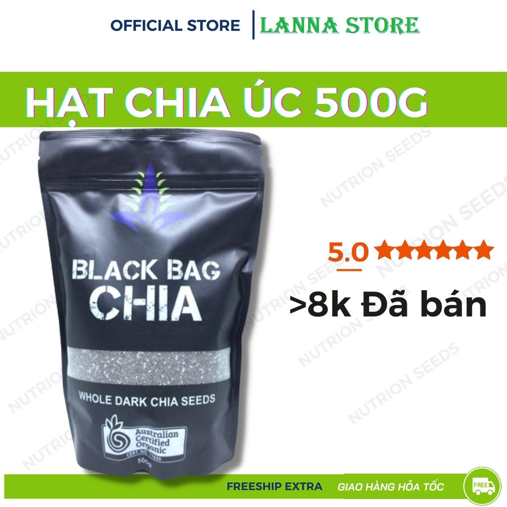 [CHÍNH HÃNG] HẠT CHIA SEEDS BLACK BAG CHIA ÚC GÓI 500g