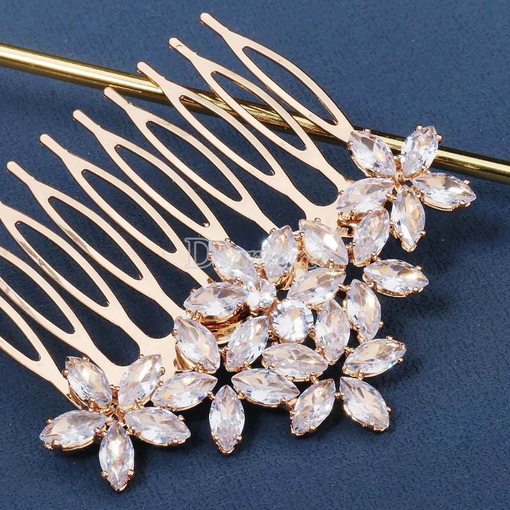 Lược Cài Tóc Đính Đá Mắt Ngựa Đa Năng Cho Cô Dâu