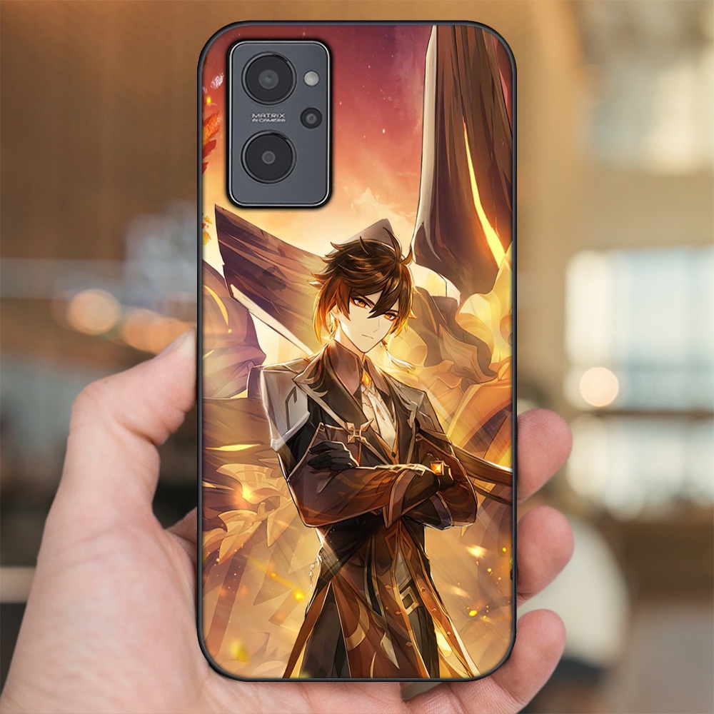 Ốp lưng Realme 9i viền đen in hình Zhongli Genshin Impact