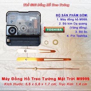 Máy Đồng Hồ MẶT TRỜI M9999 Kim Nhảy Loại Tốt Taiwan – Bộ Kim DẠ QUANG Tự Chọn – Tặng Pin AA