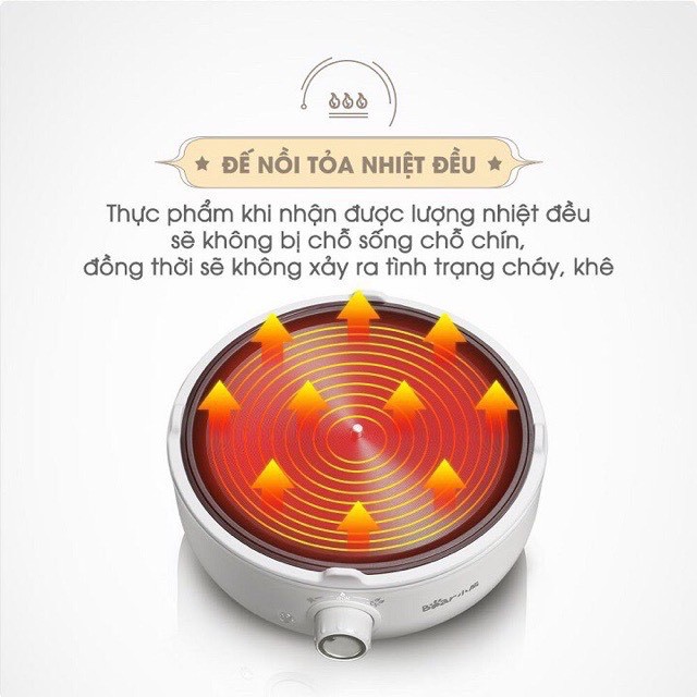 NỒI LẨU ĐIỆN ĐA NĂNG BEAR 2.5L CÓ KÈM CHẢO SỊN SÒ