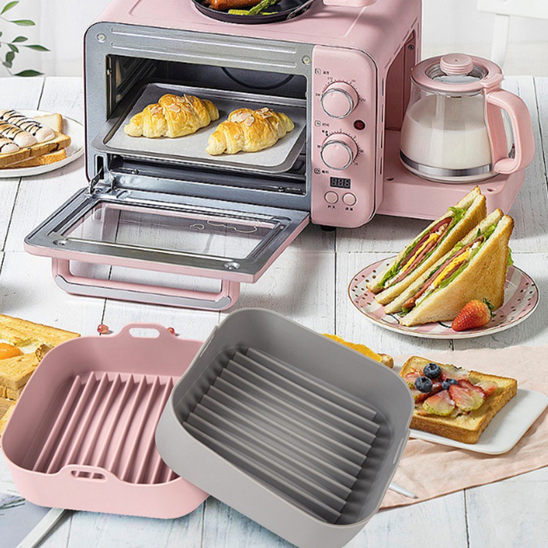 Nồi Chiên Không Khí Bằng Silicone Đa Năng Phụ Kiện Cho Nồi Chiên Không Dầu/Bánh Mì/Bánh Mì/Nướng Bánh Mì/Nồi Nướng (Màu Hồng)