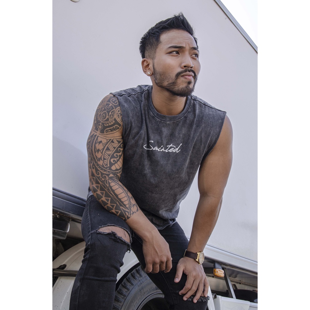 Áo tanktop nam Stonewash form Cutoff độc đáo - SAINTED