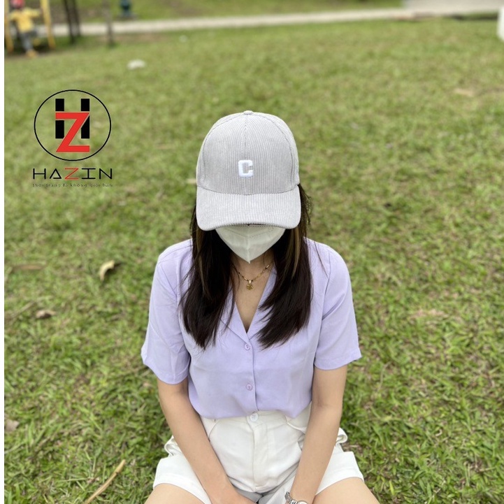 Mũ lưỡi trai HAZIN HZMLTC thêu chữ C ulzzang unisex phù hợp cho cả nam và nữ nhiều màu