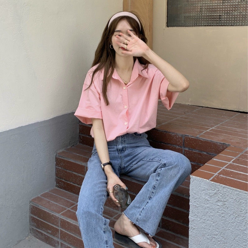 Áo Sơ Mi Tay Ngắn Phong Cách Retro Pháp Thời Trang Mùa Hè Hàng Mới Dành Cho Bạn Nữ